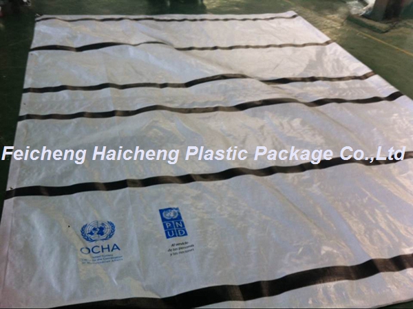 170gsm relief tent tarpaulin sheet for UN with personality print logo