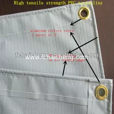 High quailty PVC tarpaulins with aluminum eyelets and PP rope