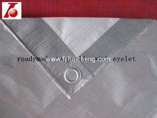 silver/white color reinforced hem with rope P.E. Tarpaulin