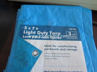 Waterproof 5X7ft 90g blue HDPE woven fabric tarpaulin