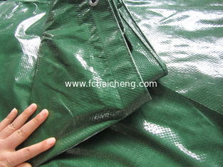 120gsm green color tarpaulin with rope and grommets used for bicycle cover