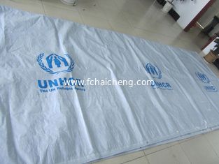 1000D / 12*14 black fiber with white color coating UNHCR tarpaulin sheet, printed logo tar
