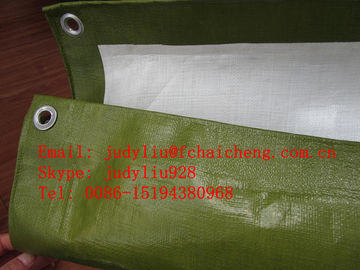 olive green and white pe tarpaulin used outdoor for carwash