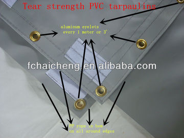 High quailty PVC tarpaulins with aluminum eyelets and PP rope