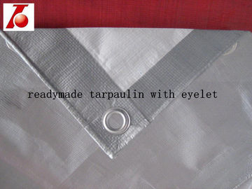 silver/white color reinforced hem with rope P.E. Tarpaulin