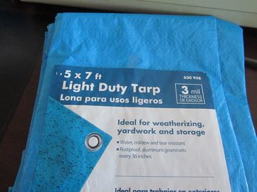 Waterproof 5X7ft 90g blue HDPE woven fabric tarpaulin