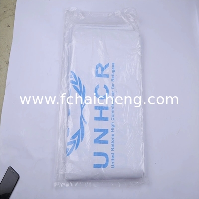 Relief Aid White PE Tarpaulin Reinforced Plastic sheet Tarpaulin with 6 blue black bands