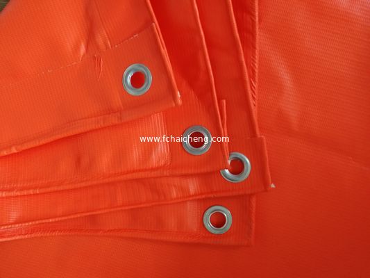 300gsm flame retardant orange pvc tarpaulin to Dubai Qatar Market