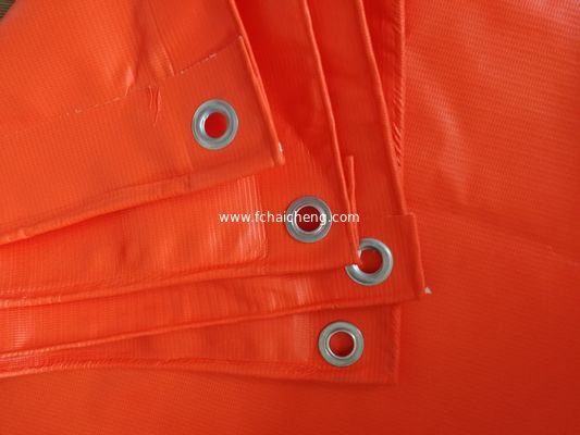 300gsm flame retardant orange pvc tarpaulin to Dubai Qatar Market