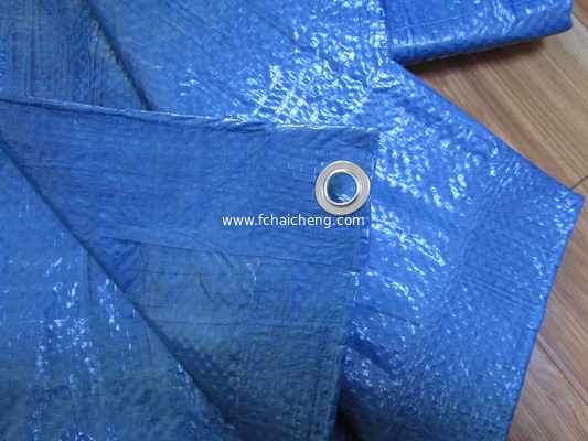 large size water-proof tarpaulin blue woven polyethylene eyelets sheet